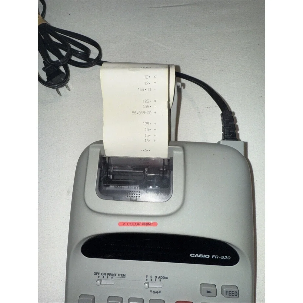 Casio FR-520 Printing Calculator Desktop 12 Digit‎ Large Display Tested Works